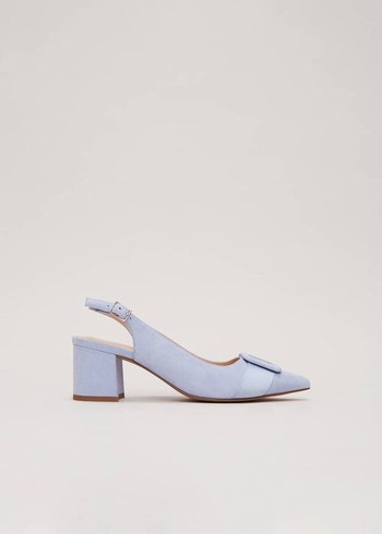 Phase Eight Suede Buckle Block Heels Blue Australia | SU7310249